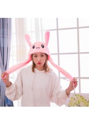 Lovely Luminous/No Light Plush Rabbit Hat Funny Play Toy Up Down Moving Rabbit Ears Air Cushion Toy Hat Girlfriend Kids Gifts 1pc