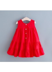 High Quality Kids Dresses For Girls Sleeveless Beach Dress With Hat Princess Party Dress Baby Girls Summer Clothes