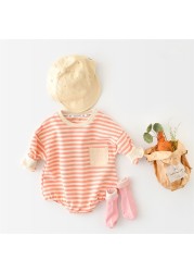 Newborn Casual Underwear 2022 Spring Infant Rompers Outdoor Kids Long Sleeve Stripe Jumpsuits Baby Boys Girls One Piece Clothes