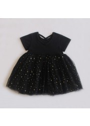 Newborn Summer Clothes Baby Girl Glitter Dress Korean Short Sleeve Cotton Toddler Dress Baby Girl Princess Dresses Tutu