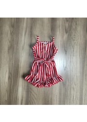 Baby Girls Summer Clothes Girls Stripe Romper Girls Pink Romper With Belt