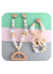 Teether Teething Pendant Clip Hanging Plush Car Pacifier Chain Pram Mobile Wooden Rattle Nursing Molar Infant Soother