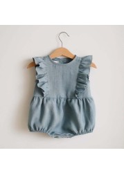 Summer Newborn Infant Baby Girls Romper Playsuit Jumpsuits Cotton Ruffles Baby Clothes