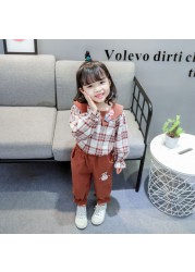 Baby Girls Clothes Sets Kids 2022 Fashion Infant Spring Autumn Sweet 2pcs Print Clothes Doll Collar Tops+Pants Baby Suits