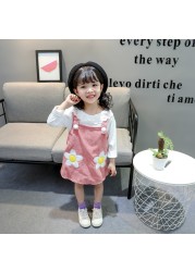 Baby Girls Clothes Sets Kids 2022 Fashion Infant Spring Autumn Sweet 2pcs Doll Outfits Collar Tops + Corduroy Skirt Baby Suits