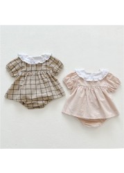 Summer Baby Girls Clothes Infant Girls Suit Baby Girls Short Sleeve Blouse Tops + Bloomer 2pcs Fashion Kids Clothes