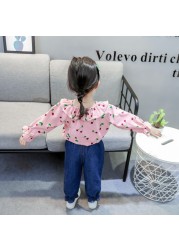 2022 Baby Girls Clothing Sets Infant Fashion Spring Autumn 2pcs Sweet Full Cherry Print Clothes+Pants Children Tracksuits