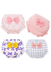 Cute Baby Pants Pants Bow Cloth Diaper Reusable Infant Cotton Nappy Cloth Kids Training Pants Wear Outside for 1-3 Y