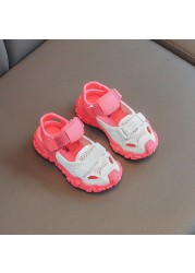 Kids sandals summer 2022 new fashion breathable mesh sport girls soft bottom sneakers boys beach sandals