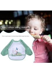 Long-sleeved waterproof baby bibs, cute animal, ergonomic curve design, burp board, smoky