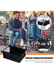 Baby Stroller Organizer Storage Bag Pram Bottom Portable Carriage Bottle Cup Holder for Buggy Hanging Black Basket Accessories