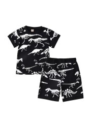 Etosale Children's Clothing 2pcs/set Cute Cartoon Boys Clothes Set Boys Dinosaur Short Sleeve Shorts Set Casaul Suit 1-6 Years