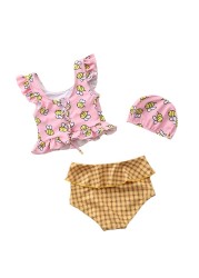 Happyflute Toddler Baby Girls Swimwear 2pcs Girls Swimwear With Cap Children Swimwear Kids Beach Wear