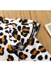 Ma and Baby 0-24M Spring Autumn Newborn Infant Baby Girl Leopard Jumpsuit Ruffles Romper Long Sleeve Clothes Baby Costumes
