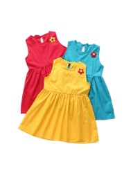 2022 Summer Kids Sleeveless Dresses for Little Girls Dress for Wedding Party Baby Girl Casual Clothes Children Princess Vestidos