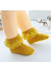 Kids Breathable Socks Cotton Lace Ruffle Princess Mesh Socks Children Ankle Short Sock Toddler Girls Kids Toddler