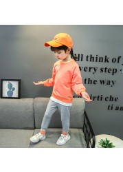 Toddler Girl Clothes Sets Kids 2022 Fashion Infant Spring Autumn 2pcs Cotton Outfits Solid Patchwork Sweatshirt+Pants Baby Suits