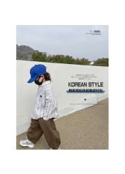 2022 New Arrival Korean Street Fashion Striped Shirt Handsome Boys Tops 2-21