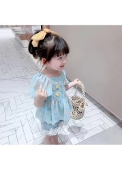 Girls Blouse Summer 2022 Children's T-shirt Girl Short Sleeve Floral Tops T-shirt Kids Fashion Baby Princess Clothes