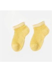 10 Pairs 3-15Y Baby Socks Summer Thin Cotton Short Mesh Children Socks Cute Breathable Jacquard Solid Socks Girl Boy Accessories