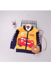 Autumn Little Boys Clothes Lightning McQueen Embroidery Knit Cardigan Sweater Winter Clothes Christmas Fashion Children Tops