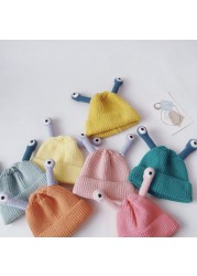 MILANCEL 2021 winter kids hat cute eye hat fashion boys hat korean solid girls hat fashion knitted hat