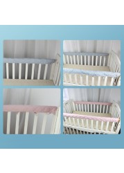 2pcs Cotton Crib Protection Wrap Edge Safe Teething Protector Baby Anti Bite Solid Color Bed Fence Handrail Rail Cover