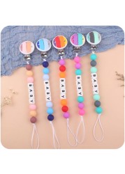 2pcs Baby Pacifier Chain Clip Rainbow Teether Set Newborn Nipple Dummy Clip Holder Silicone Teething Soother Molar Toys QX2D