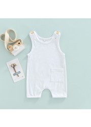 Ma & Baby 0-3Y Baby Boys Girls Jumpsuit Summer Sleeveless Romper Solid Color Baby Clothes Summer Costumes D01