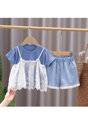 New summer baby clothes suit children girls fashion cute shirt shorts 2pcs/sets baby costume cotton casual kids sportswear