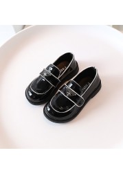 Spring Autumn Girls British Shoes Fashion Kids Children Wide Elegant PU Leather Slip-on Princess Soft Rubber Shoes For Baby