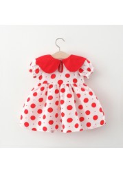 Infant Baby Girls Dresses Short Sleeve Summer Dot Printed Princess Dress Toddler Newborn A-Line Dress Holiday Party Dress