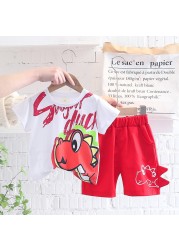 New summer baby boys children's clothing girls cute cartoon cotton T-shirt shorts 2pcs/sets baby casual outfit kids sportswear