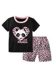 Summer Short Sleeve Cotton Animal Cartoon Dinosaur Unicorn Panda Boys and Girls Clothing Sets Children Pajamas Sets Kids Pajamas