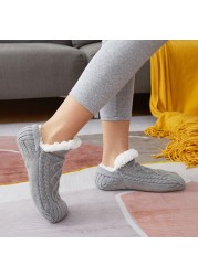 1 Pair Thick Warm Sleep Socks Slippers Women Girls Autumn Winter Velvet Home Floor Socks Non-slip Mid-tube Kawaii Cute Socks