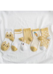 5Pairs/Lot 0-9Y Kids Socks Summer Cotton Cartoon Animal Kids Socks Carrot Girls Mesh Cute Newborn Boy Toddler Children Socks