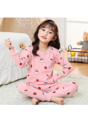 Easter Pyjamas Kids Pajamas Girl Sleepwear Set Cotton Rabbit Top+Pants Pijama Outfit Long Sleeve 2pc Pink Children Night Clothes