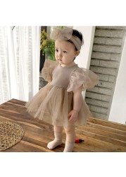 MILANCEL 2022 summer baby bodysuits baby girls one piece infant lace bodysuit dress with headbands