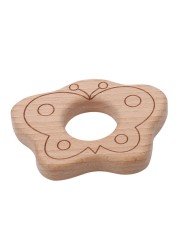 Baby Wood Cartoon Shape DIY Beads Baby Wooden Teether Teething Ring Dental Care Baby Teething For Kids Baby Teething 4 Types