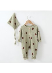 Newborn baby clothes baby clothes with hat print bear baby jumpsuit long sleeve boy and girls autumn jumpsuit bodysuit