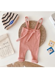 YG Newborn Boys and Girls Work Clothes Baby Leggings Spring Autumn Summer Baby Solid Belt Pants 0-2 Years Old Baby Pants