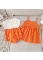 2022 Newborn Girls Clothes Summer Sweet Baby Clothes Baby Rompers Short Sleeve Round Collar Rompers