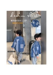 2022 Contrast Splice Handsome Boy Top Layer Denim Shirt For Promotion 2-12