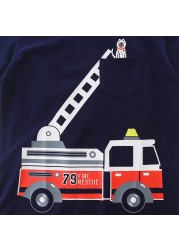 Baby Boys Clothes Summer Fire Truck T-shirt Children Cartoon Cotton Boys Clothes Graphic Tee Kids Boys Clothes 2 to 7T