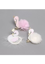 Princess Plush Swan Hair Clip Hairgrips For Girls Kids Hair Clips Hairpins Barrette Children Headwear Kawaii Hair Accessories