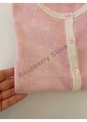 Pre-sale April 10th Girls Cardigan Pink Cherry BP Style For Spring Fall