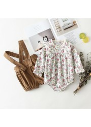 2pcs Baby Girls Clothes Set Floral Romper T-shirt + PP Shorts Summer Newborn Baby Girls Clothes Infant Baby Girls Clothing Suit