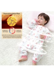 Cartoon Baby Sleeping Bag Kids Pajamas Double Gauze Pure Cotton Long Sleeve Children Zip Sleeping Bag Spring Summer for 1-5Y