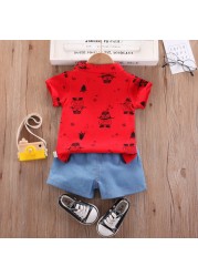 2022 kids clothes suit summer children boy girl full printed T-shirt shorts 2pcs/sets infant children clothing 1 2 3 4 years