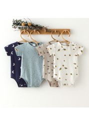 Infant Baby Boy Girl Romper Spring Summer Newborn Button Printed Jumpsuit Casual Long Sleeve Baby Boy Outfits Clothes Autumn